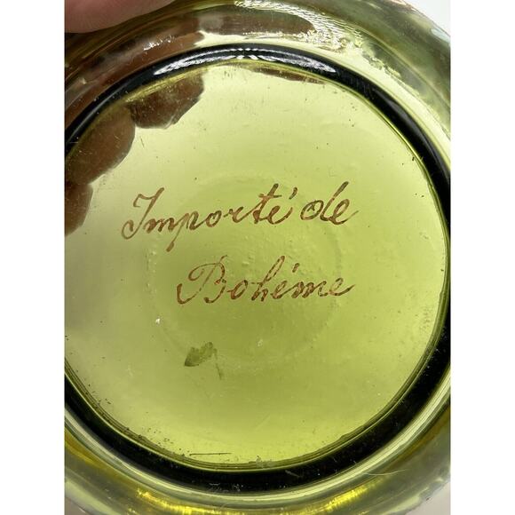 Vintage French Green Hand Painted Gold Rim Dresser Vanity Trinket Box Signed - Picture 6 of 10